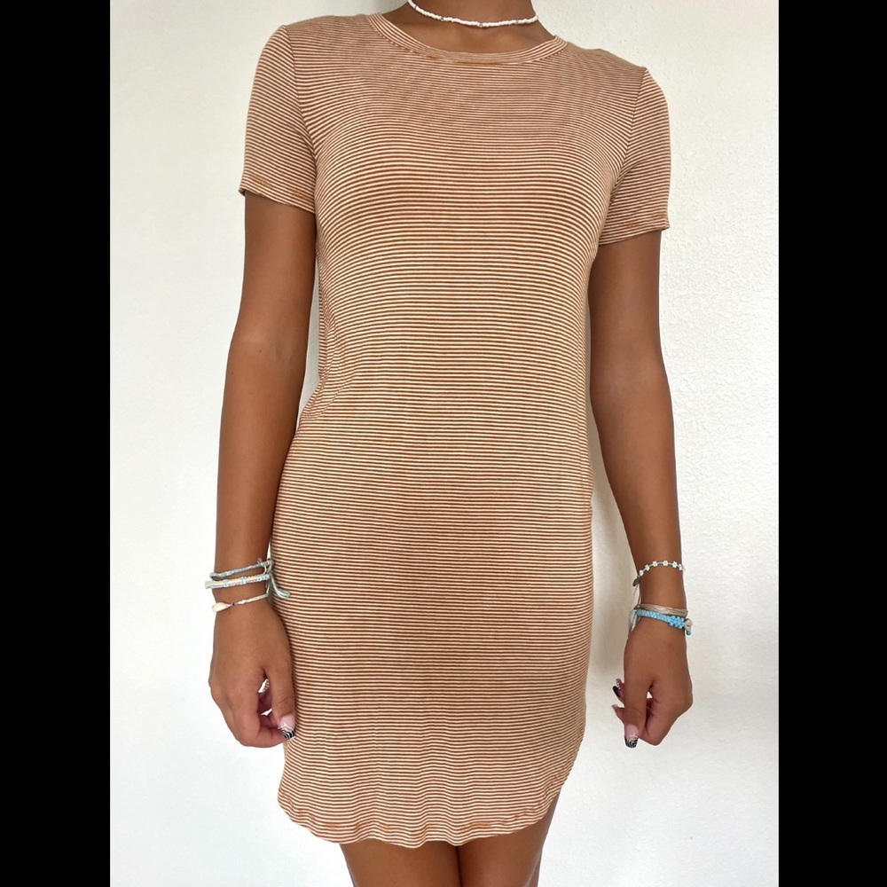 Forever 21 brown and white striped t-shirt dress